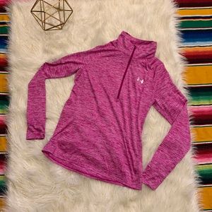 Under Armour Pink Heather 1/4 Zip Athletic Shirt Semi-Fitted Women’s Medium